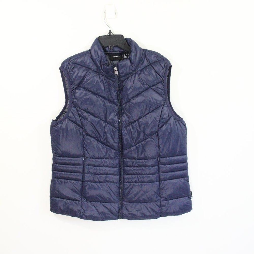 Women Puffer Vest New sz XL Blue Pockets Vero Moda Soraya quilted Fall Layer